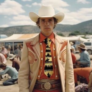 Limited Edition - Rockmount Mens Trail Riders Silhouette Silk Tie Gold